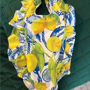 Kenny Flowers Lemon Print Kids Swim One Piece